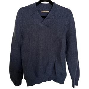 Marine Layer Navy Blue Wool Blend V-Neck Knit Sweater Longsleeve Minimalistic-L